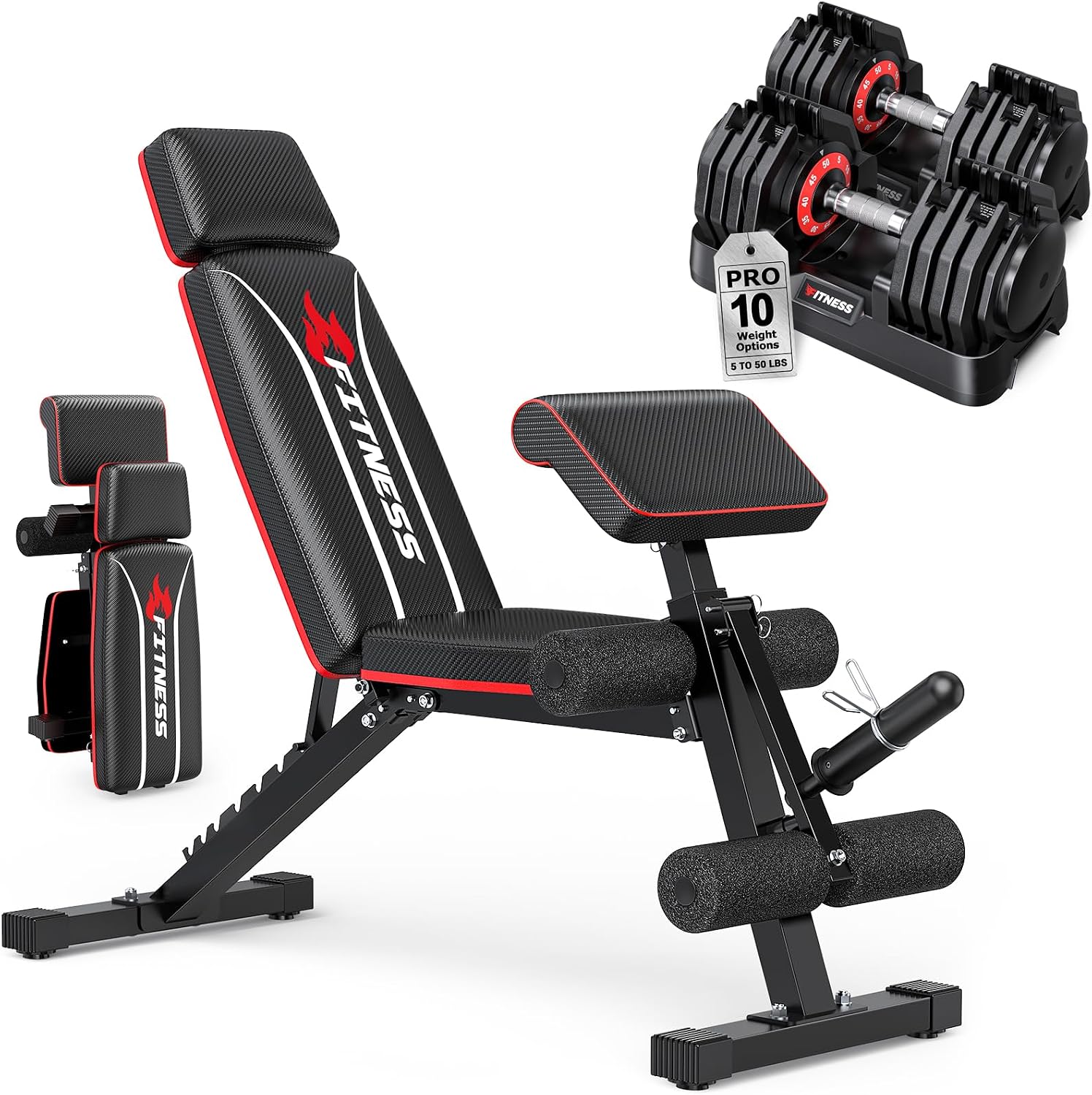Home Gym Equipment Set - Regulowany zestaw hantli z ławką do