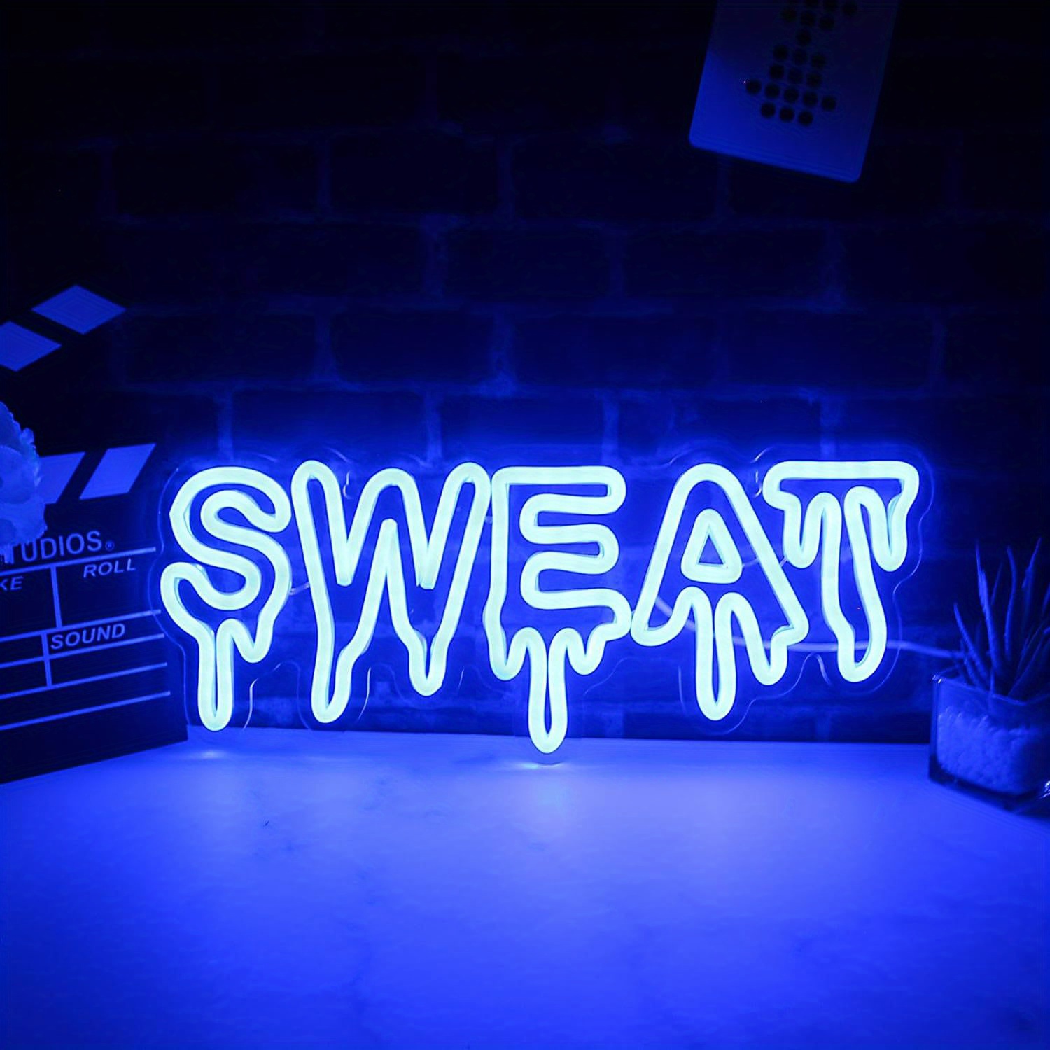 Home Gym Neon Sign - Niebieski neonowy znak LED z efektem