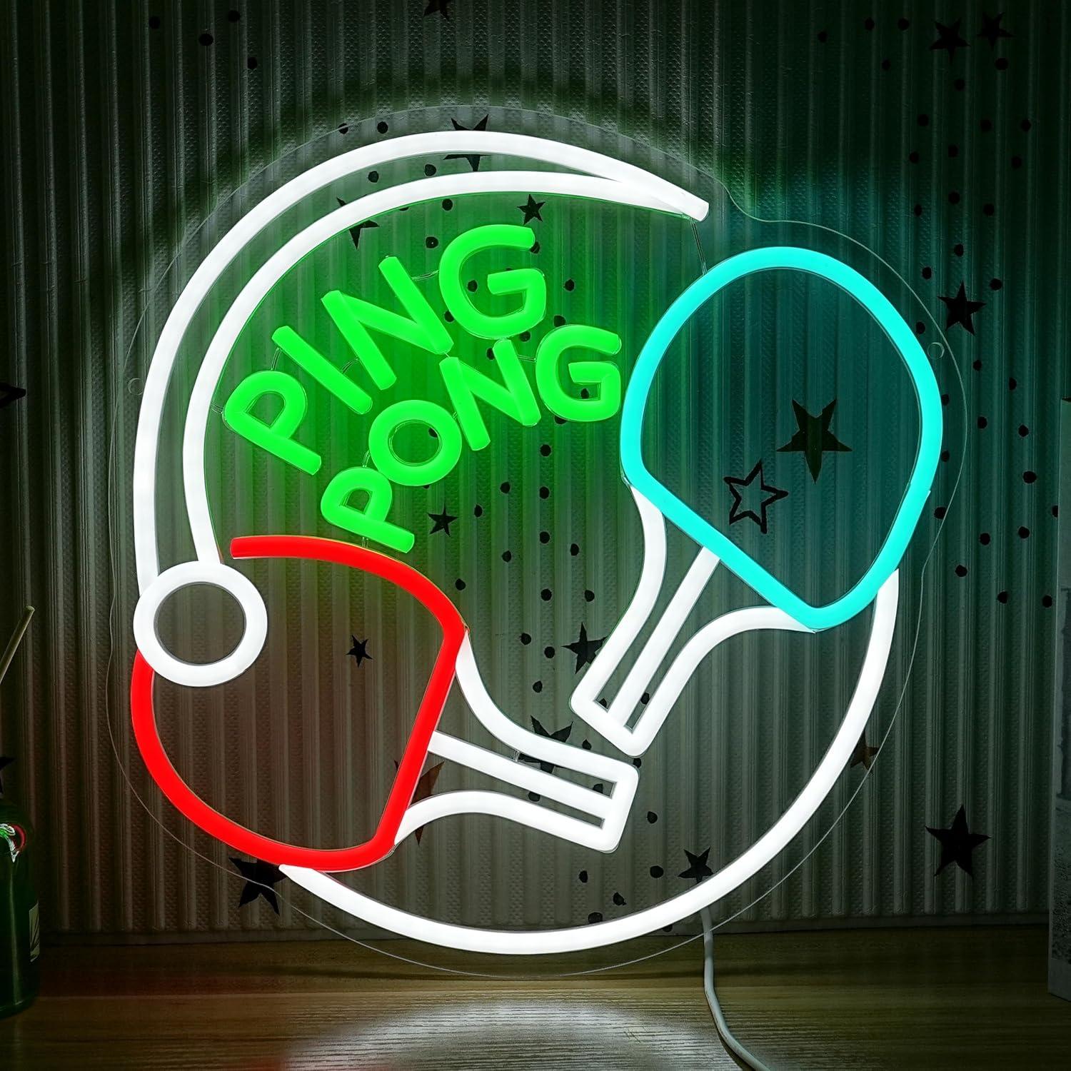 Neonowy znak Ping Pong, ściemn – Home Gym Neon Sign recenzja i cena